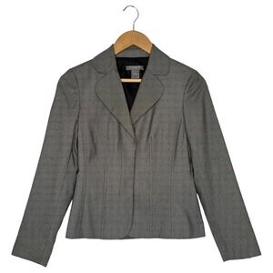 Ann Taylor Blazer Womens Size 0 Petite Classic Career Lined Two Button Gray